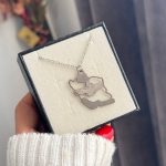 گردنبند نقشه ایران با طرح فروهر نقره‌ای