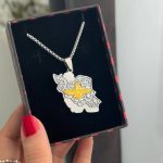 گردنبند ایران با طرح فروهر دورنگ طلایی و نقره‌ای